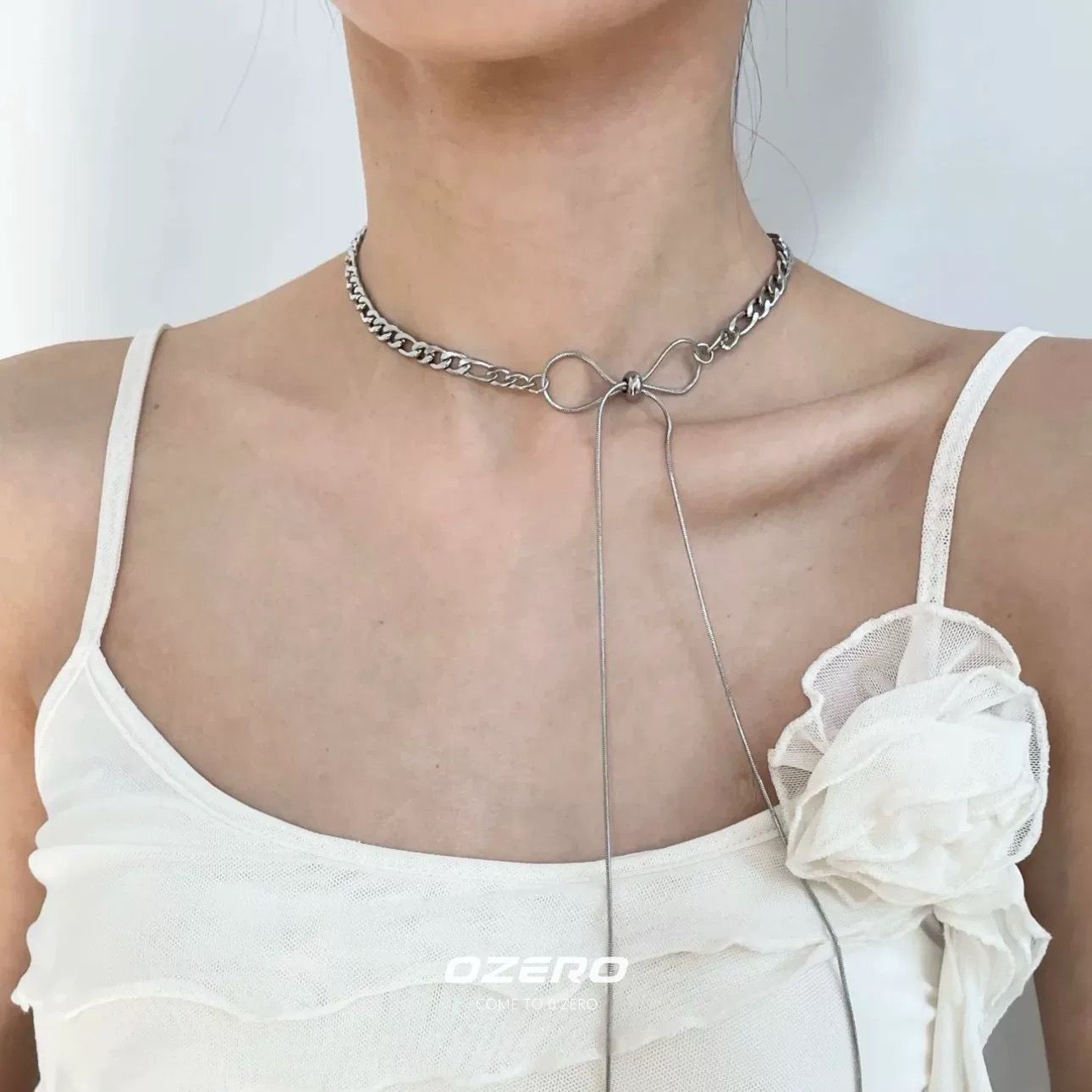 Silver Adjustable Bow Necklace