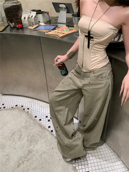 Loose Wide Leg Mopping Trousers