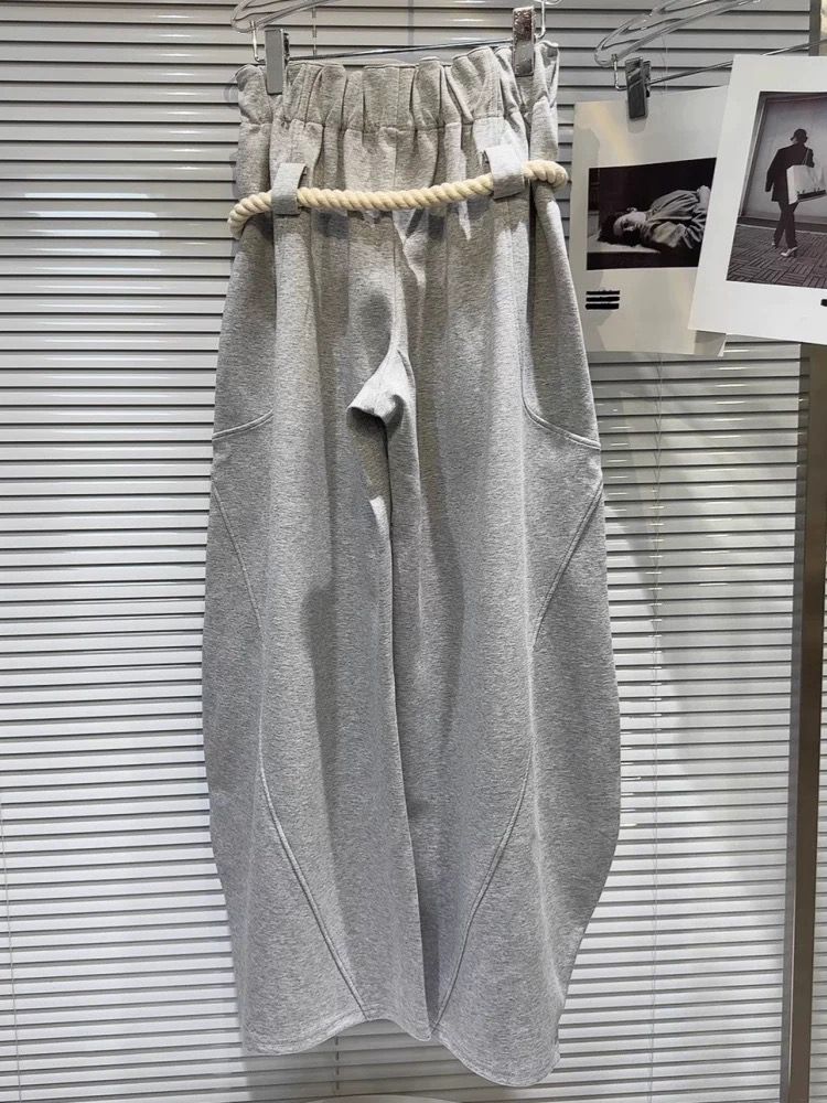 Uni Pandaa Essential Wide Leg Rope Detail Sweatpants