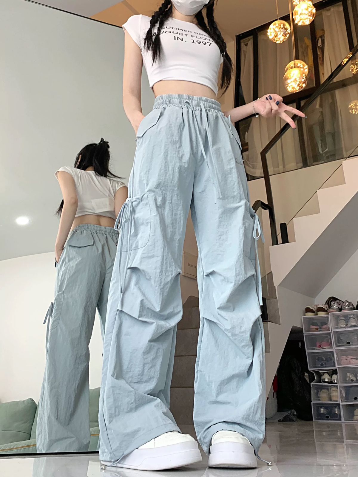 American Style Bow Tie Casual Pants