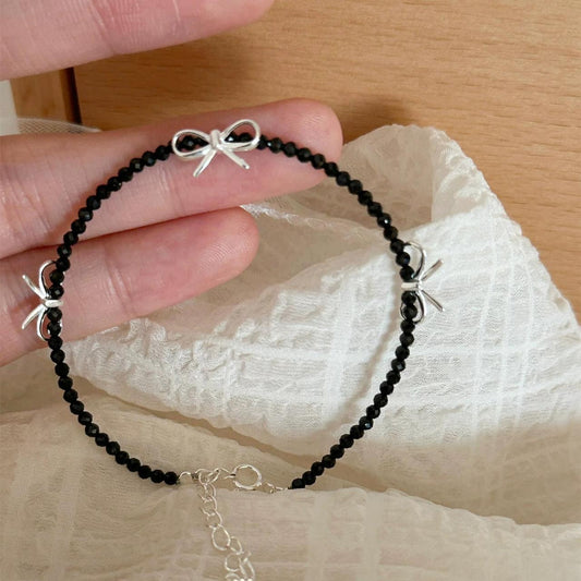 Bowknot Black Spinal Beaded Bracelet