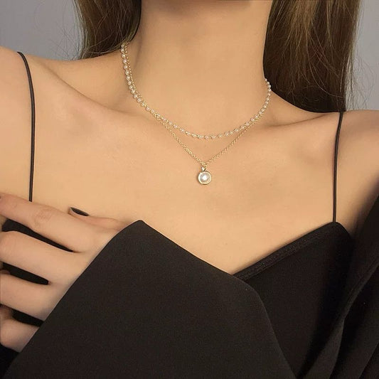 Double Layer Pearl Clavicle Necklace