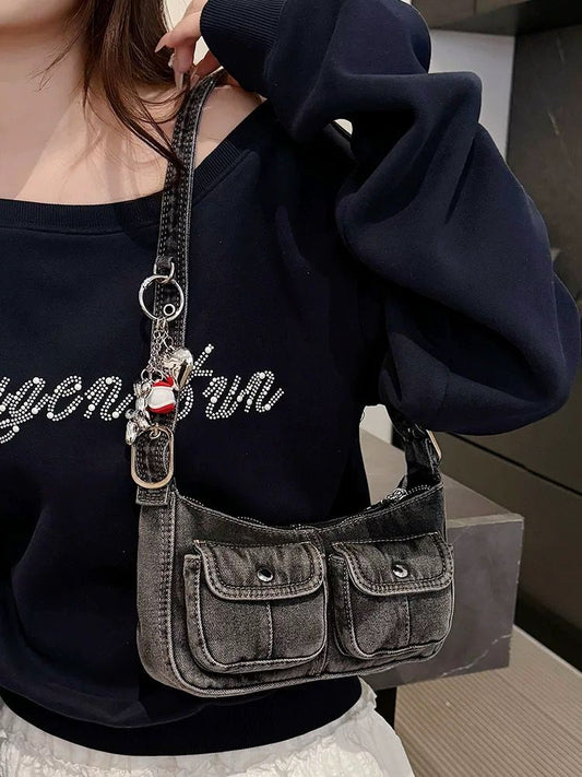 Denim Underarm Handbag