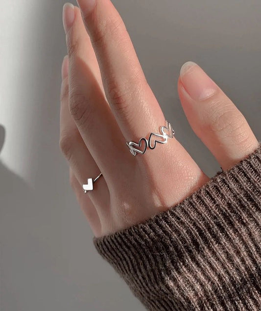 Hollow Heart Sterling Silver Ring