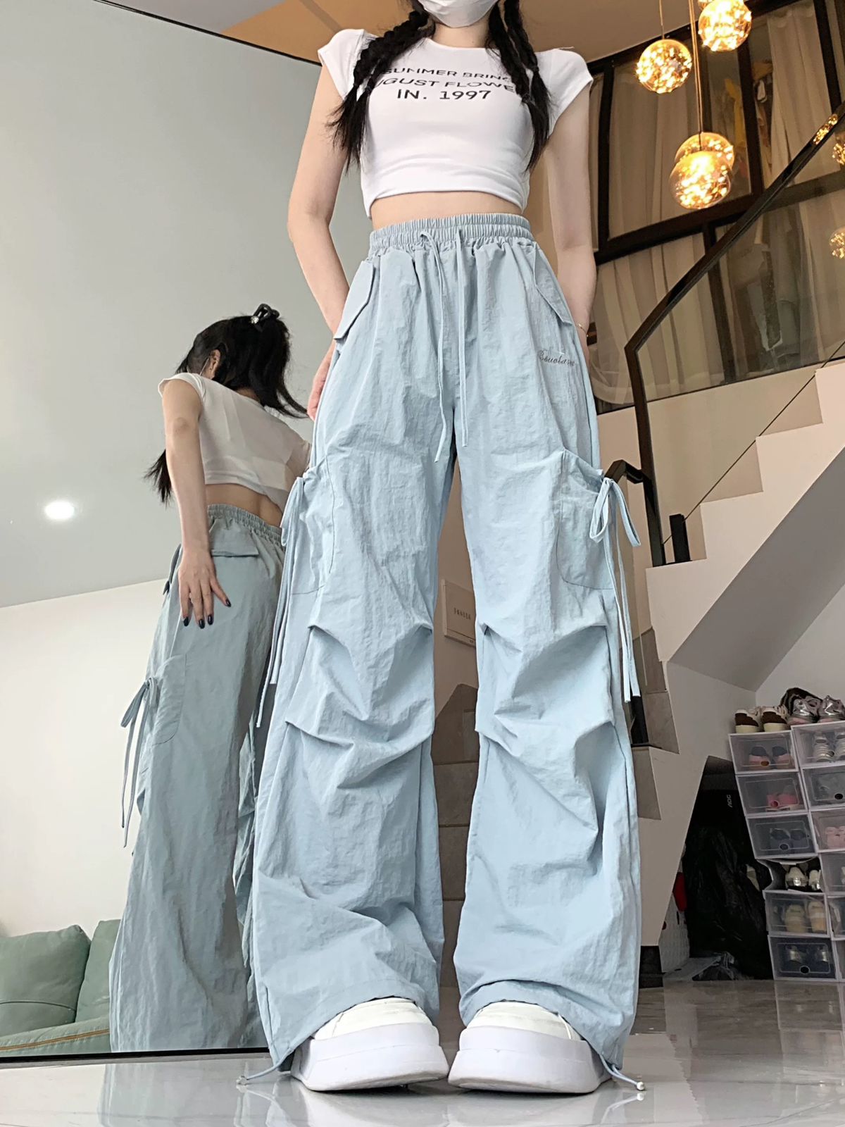 American Style Bow Tie Casual Pants