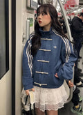 Uni Pandaa Vintage Blue Chinese Collar Track Jacket