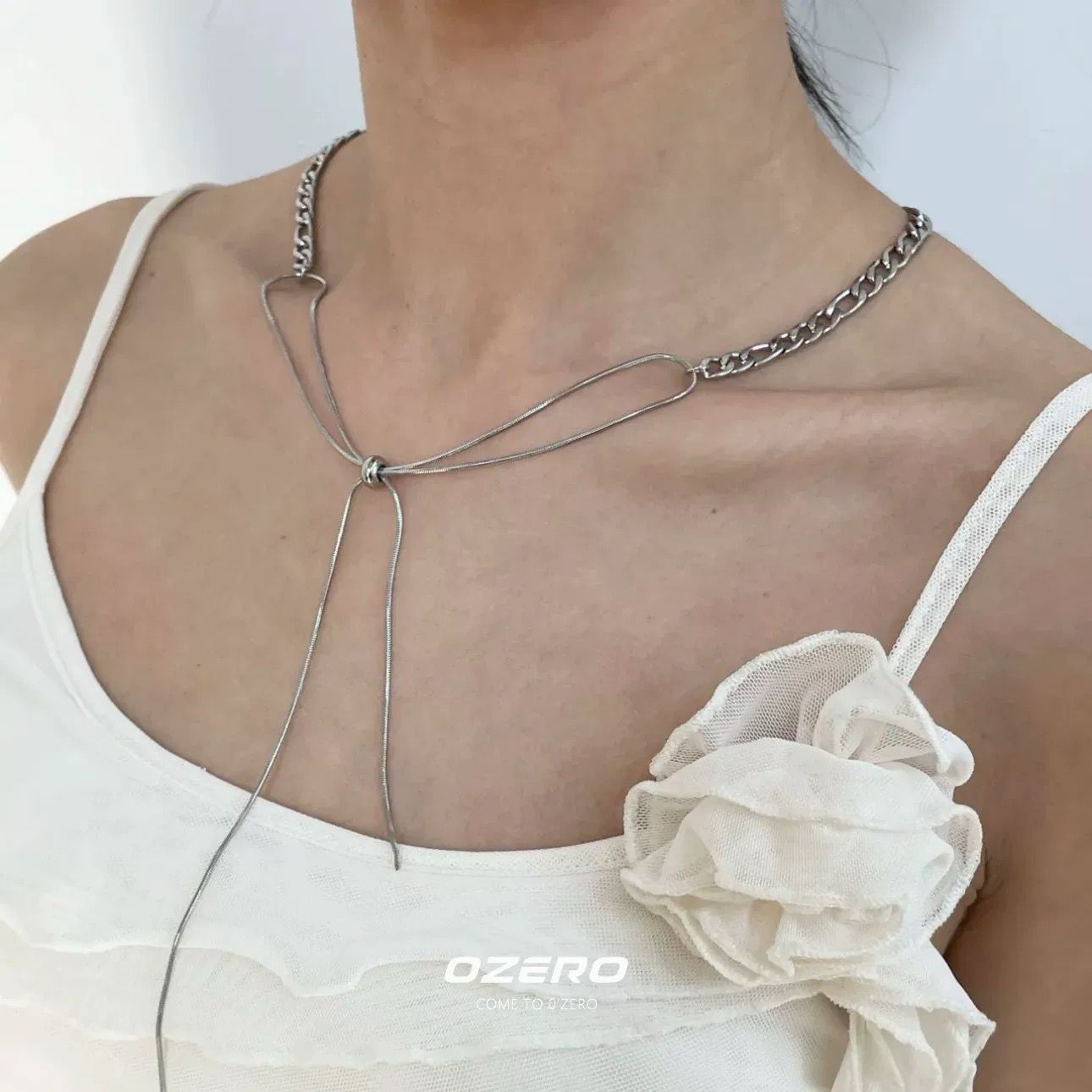 Silver Adjustable Bow Necklace