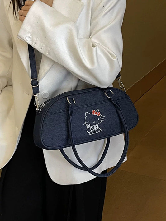 KT Cat Denim Bowling Handbag