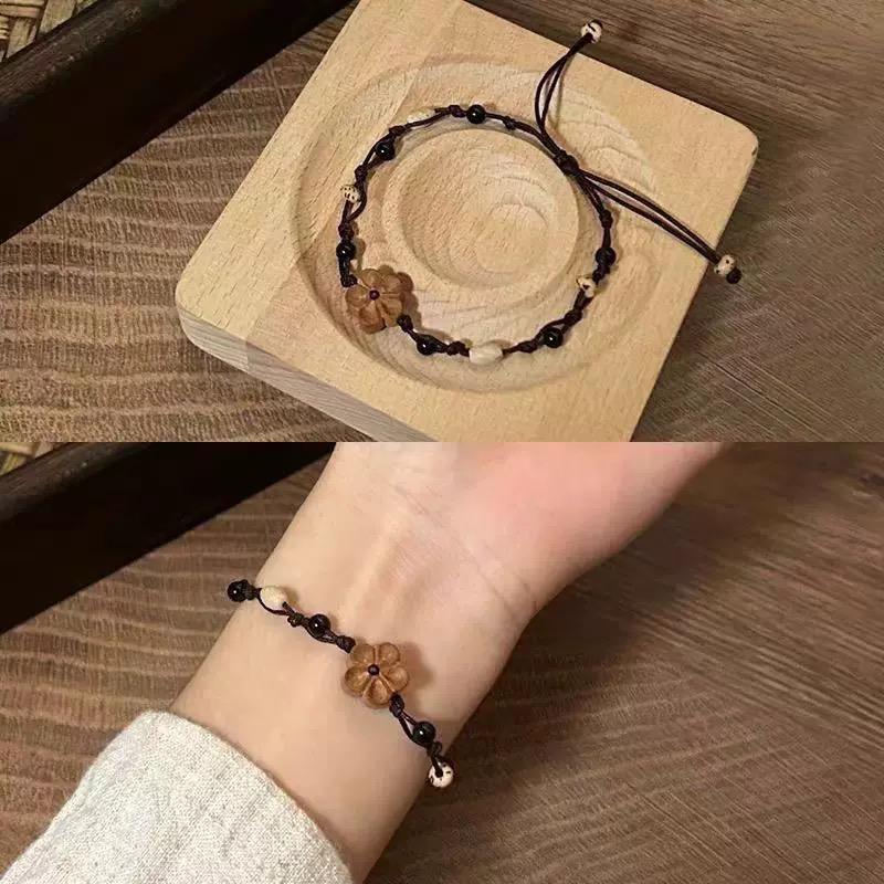 Wood Carving Zen Small Peach Blossom Bracelet