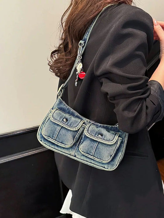 Denim Underarm Handbag