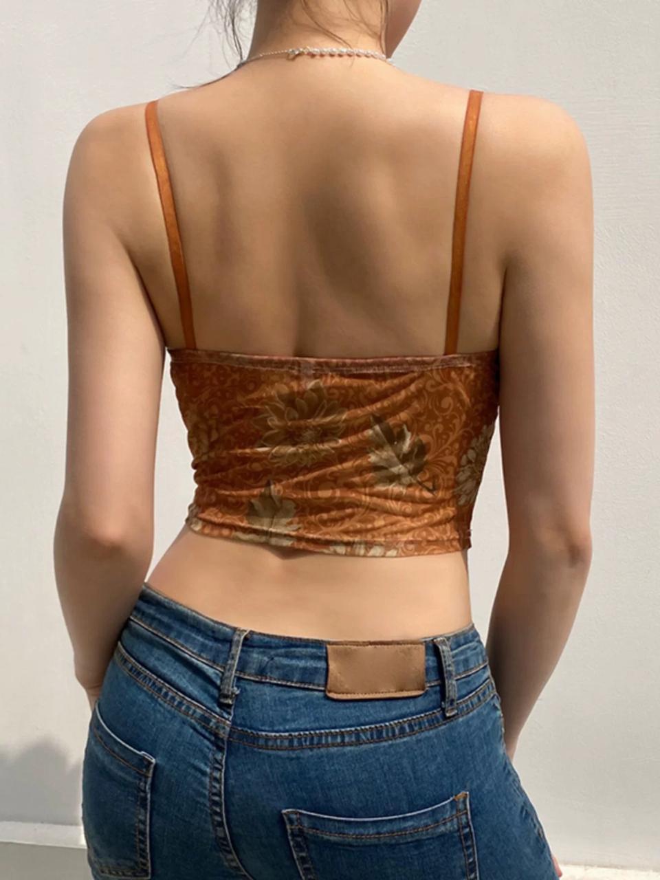 Maple Leaf Print Crop Top