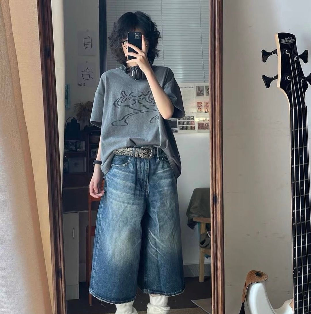Uni Pandaa Retro Fade Denim Jorts