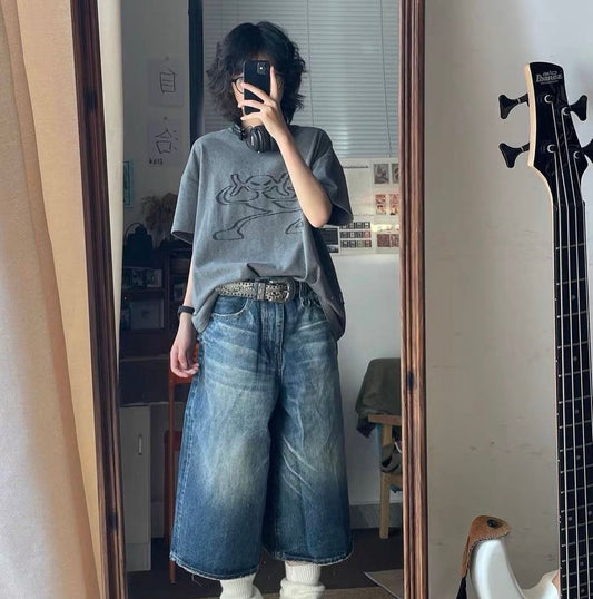 Uni Pandaa Retro Fade Denim Jorts