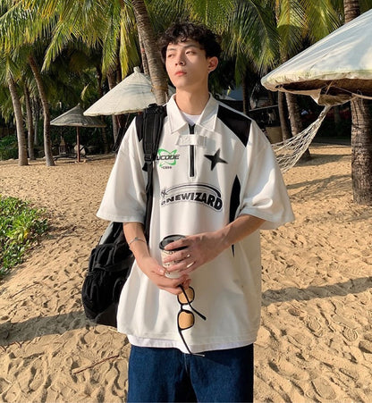 Uni Pandaa Ocean Breeze Zip Polo Tee