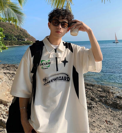 Uni Pandaa Ocean Breeze Zip Polo Tee