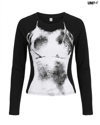 Uni Pandaa Phantom Muse Graphic Fitted Full Sleeve Top
