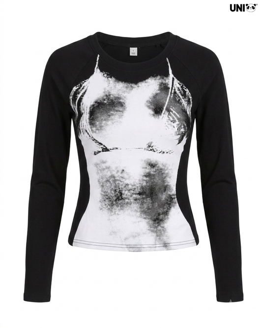Uni Pandaa Phantom Muse Graphic Fitted Full Sleeve Top
