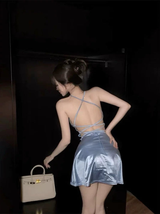 Satin Backless Bodycon Dress