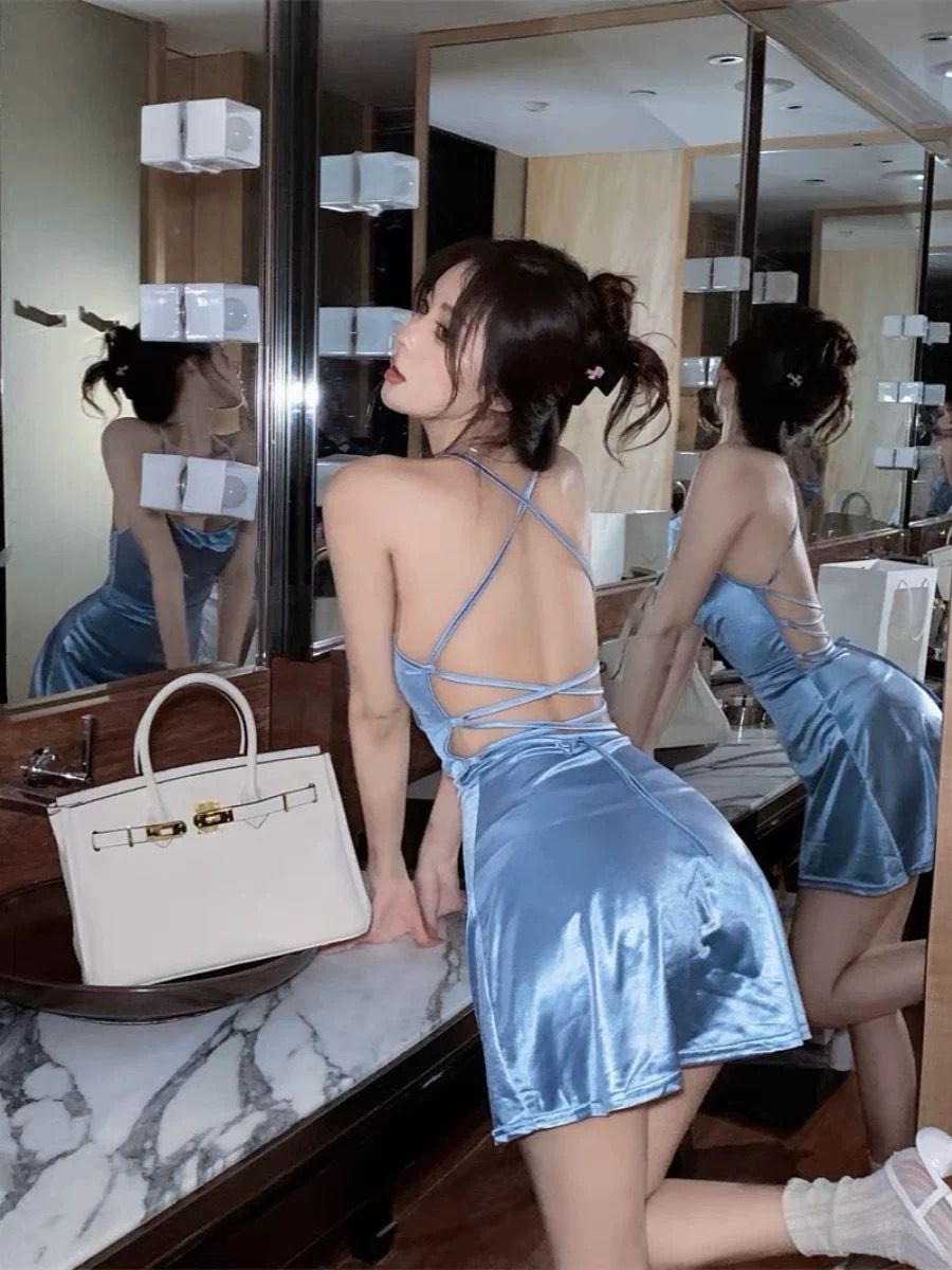 Satin Backless Bodycon Dress