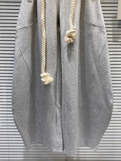 Uni Pandaa Essential Wide Leg Rope Detail Sweatpants