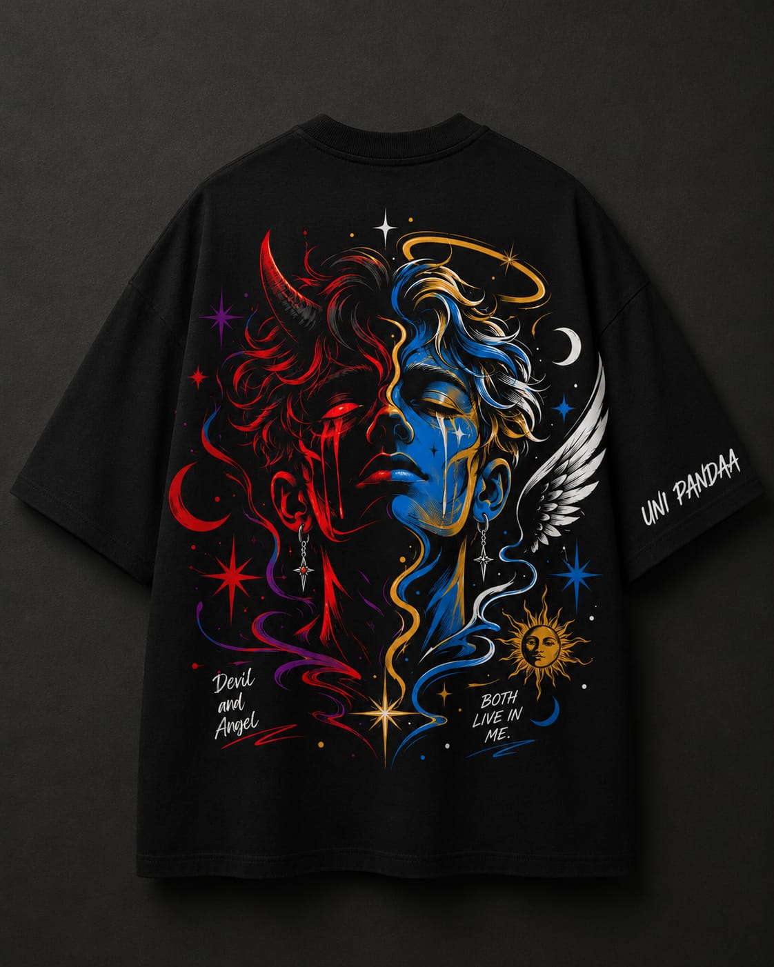 Uni Pandaa Devil & Angel Oversized Graphic T-Shirt