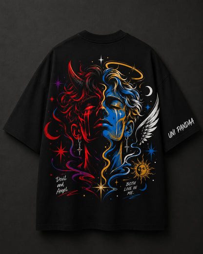 Uni Pandaa Devil & Angel Oversized Graphic T-Shirt