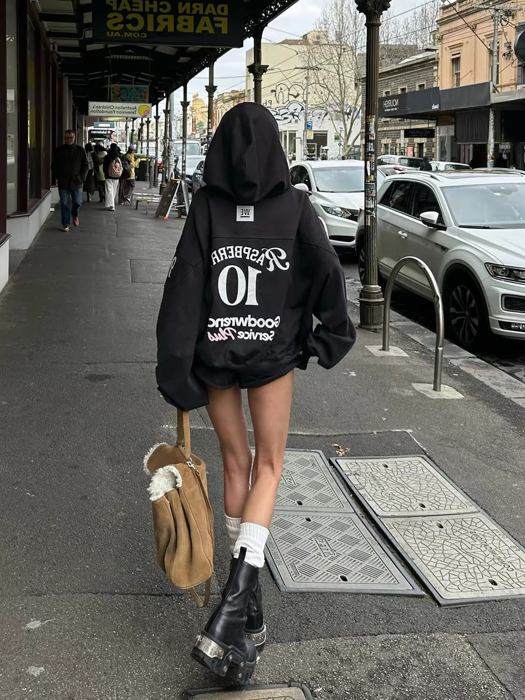 W-E Oversized Statement Graphic Zip-Up Hoodie