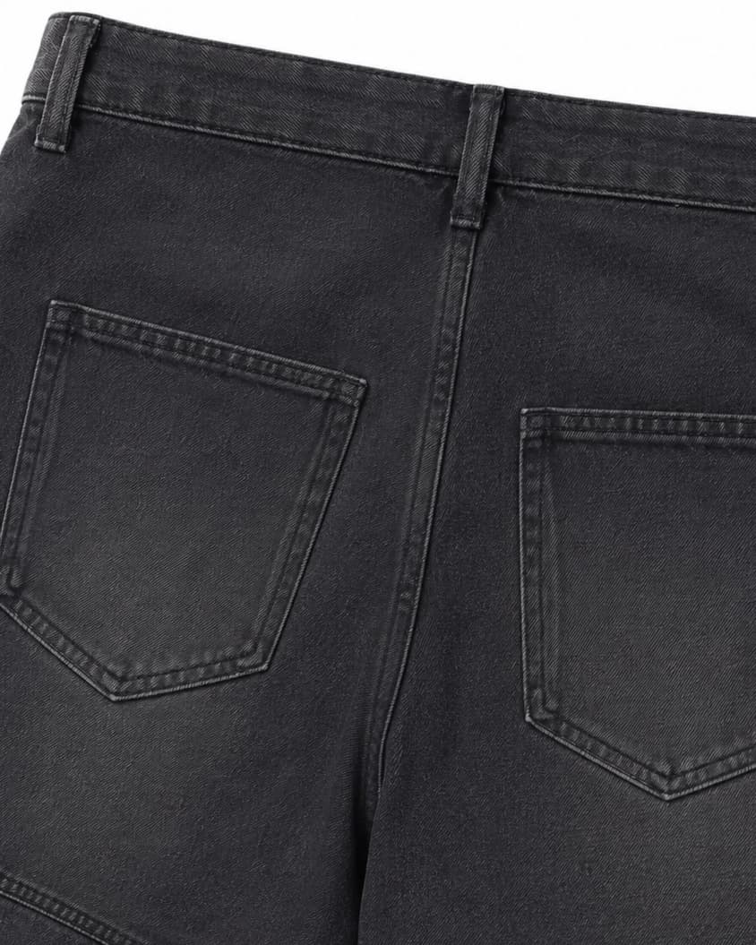 Uni Pandaa Washed Charcoal Utility Jorts
