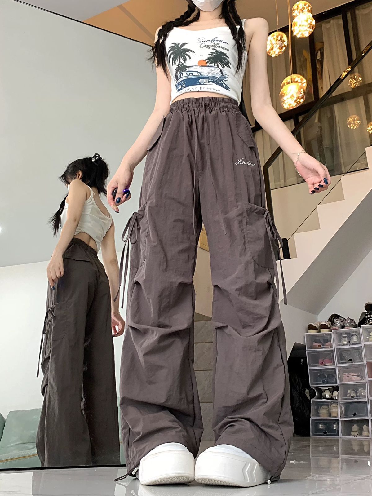 American Style Bow Tie Casual Pants