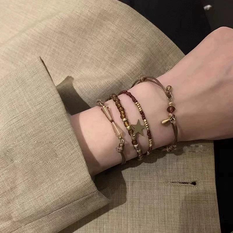 Maillard Coffee Color Temperament Retro Braided Rope Bracelet