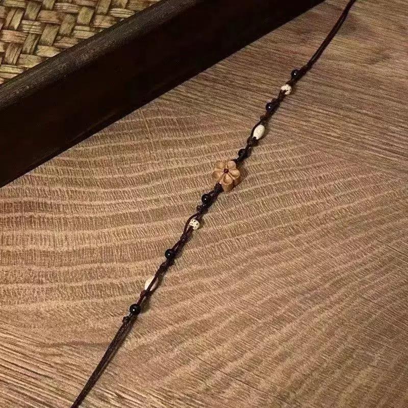 Wood Carving Zen Small Peach Blossom Bracelet