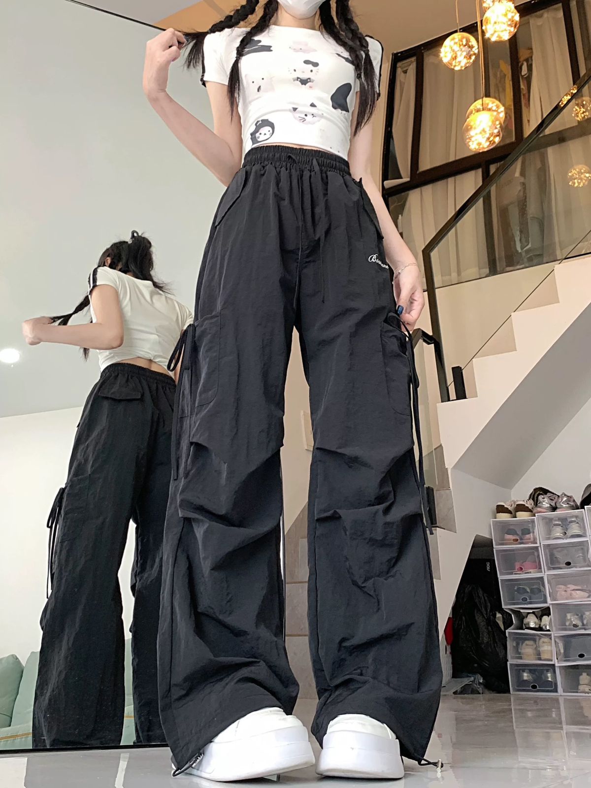 American Style Bow Tie Casual Pants