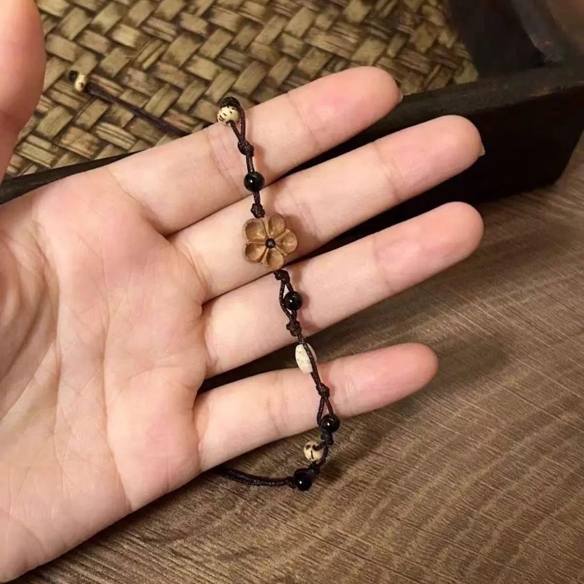 Wood Carving Zen Small Peach Blossom Bracelet