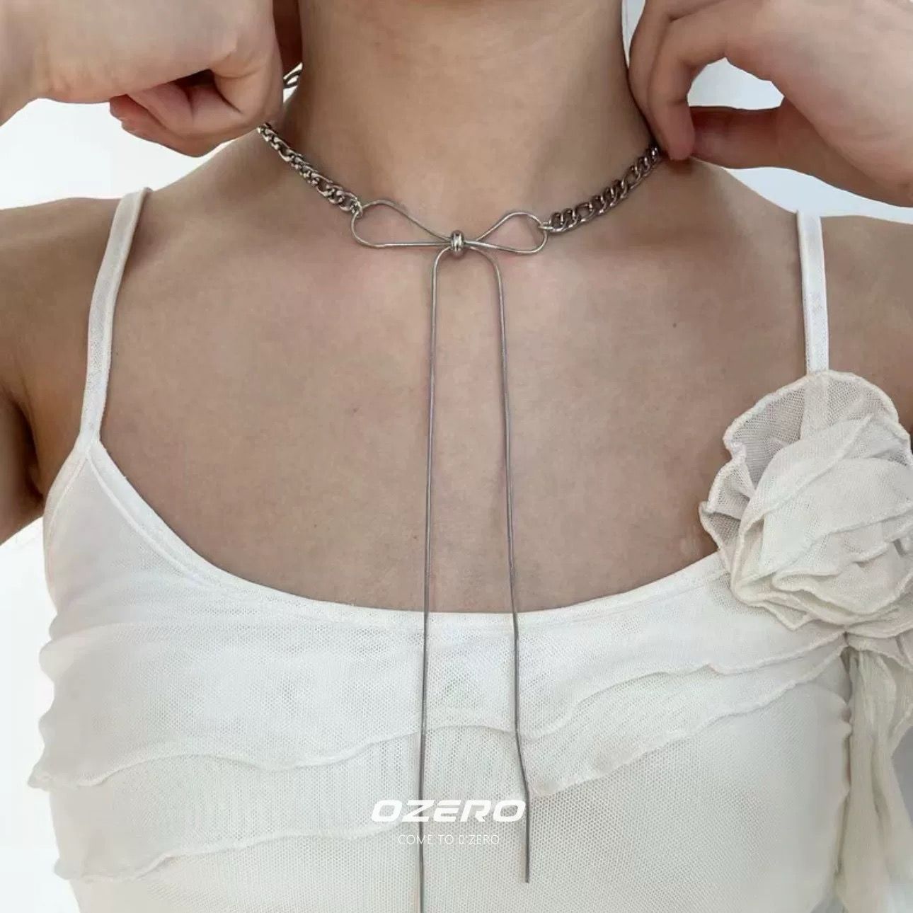 Silver Adjustable Bow Necklace